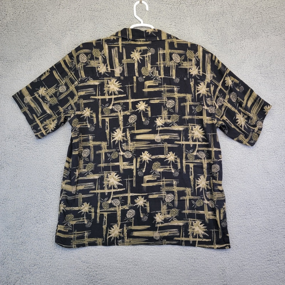 WTF Hawaiian Shirt Mens XL Black‎ 100% Silk Pineapple Summer Travel Vacation